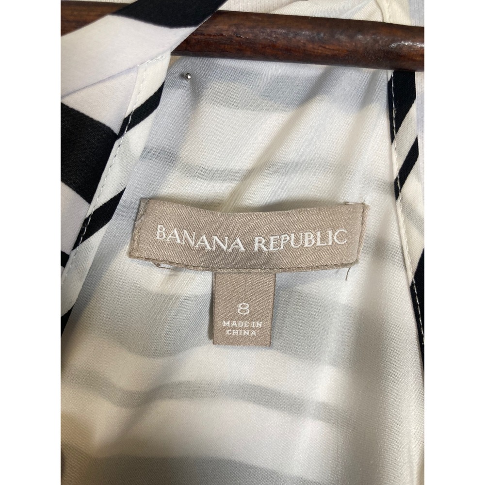 Mod Chic Banana Republic Womens Size 8 Black White Striped Halter Shift Dress - Picture 3 of 11